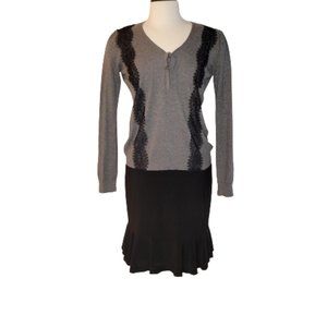 LOFT Long Sleeve V-Neck w/Lace Detail Sweater, Size M , NWOT